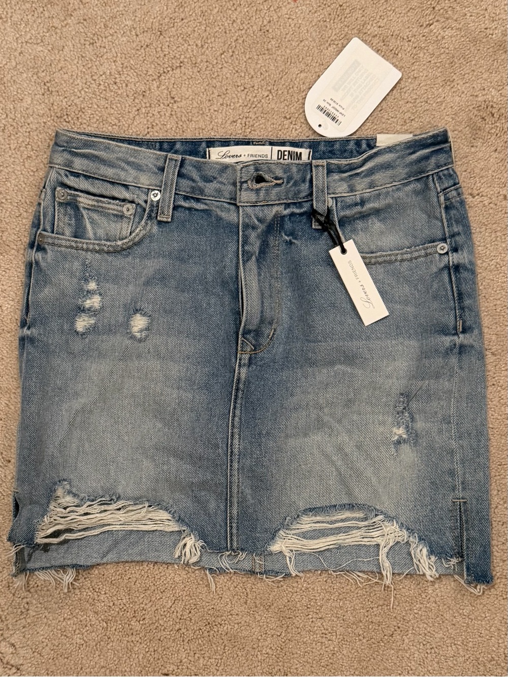 Lovers + Friends Light Blue Distressed Denim Mini Skirt